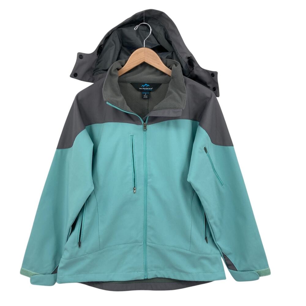 Tri-Mountain Snow Jacket M Womens Teal Gray Performance Hooded Thermal Lined